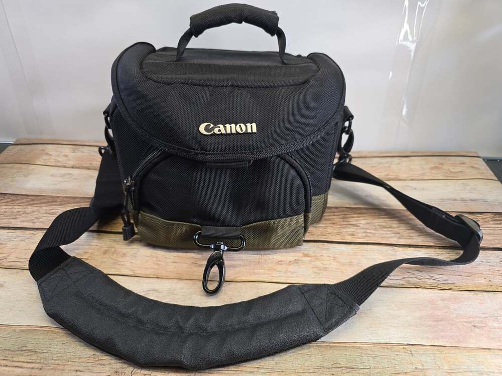 Canon Camera Bag Padded SLR Multi Strap Black & Green Carry Tote Shoulder Case